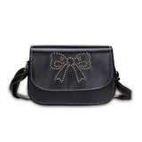 Women Mini Messenger Bag PU Leather Shoulder Bag Femme Bowknot Solid Ladies