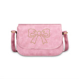 Women Mini Messenger Bag PU Leather Shoulder Bag Femme Bowknot Solid Ladies