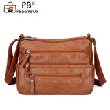 Women Multi-pocket Shoulder Bag Soft Leather Mother Messenger Purses