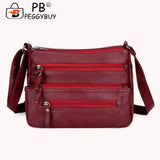 Women Multi-pocket Shoulder Bag Soft Leather Mother Messenger Purses