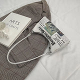 Women Newspaper Printing PU Leather Shoulder Bag