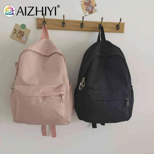 Women Nylon Backpack Preppy Style Students School Casual Solid Large Handbags