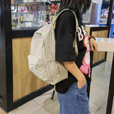 Nylon Backpack Preppy Style Solid Large Handbags