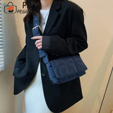 Women Crossbody Shoulder Bag Casual All-match Solid Thread Messenger Handbags