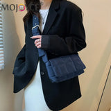 Women Nylon Cotton Shoulder Crossbody Bag Autumn Winter Solid Thread Handbags
