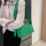 Women Crossbody Shoulder Bag Casual All-match Solid Thread Messenger Handbags