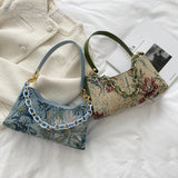 Women Oil Painting Printed Shoulder Underarm Bag Casual Ladies Small