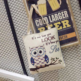 Women Owl Printed Canvas Tote Beach Bag Single Shoulder B