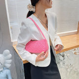 Women PU Geometric Pattern Embossing Shoulder Bag Casual Underarm Bags
