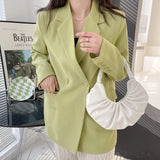 Women PU Leather Pleated Shoulder Underarm Bag Casual Solid Crescent Shape Handb