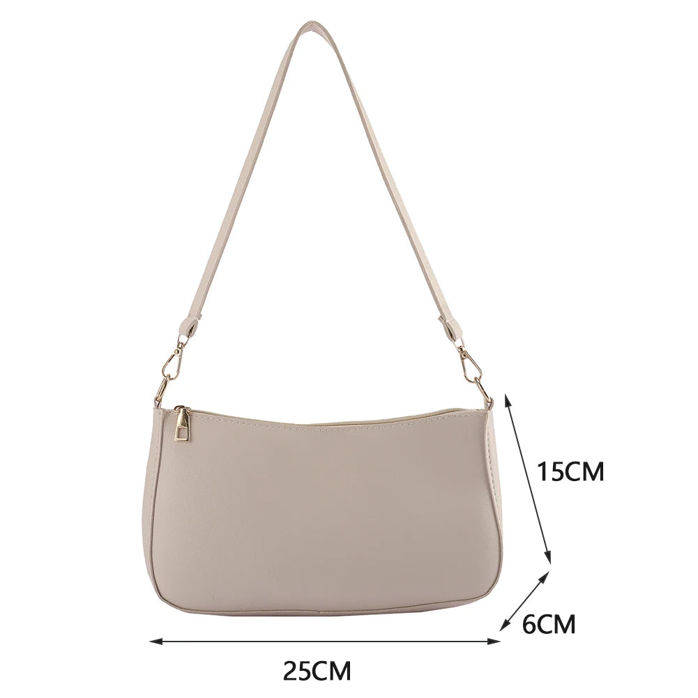Women PU Leather Shoulder Bag Casual Solid Small Armpit Underarm Bag Purse