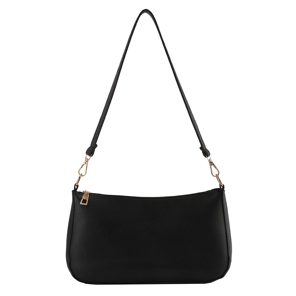 Women PU Leather Shoulder Bag Casual Solid Small Armpit Underarm Bag Purse