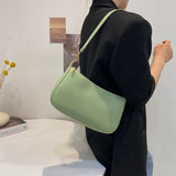 Women PU Leather Shoulder Bag Casual Solid Small Armpit Underarm Bag Purse