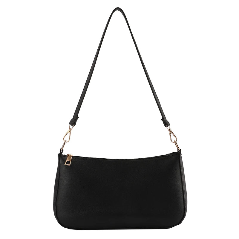 Women PU Leather Shoulder Bag Casual Solid Small Armpit Underarm Bag Purse
