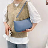 Women PU Leather Shoulder Bag Casual Solid Small Armpit Underarm Bag Purse