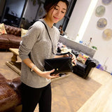 Women PU Leather Shoulder Bag Hasp Girls Tote Purse Handbag Solid Messenger