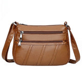 Women PU Leather Shoulder Bag Multi-pocket Mother Female Solid Crossbody Handbag