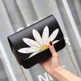 Women PU Leather Shoulder Bags Hasp Flower Crossbody Bags