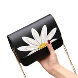 Women PU Leather Shoulder Bags Hasp Flower Crossbody Bags