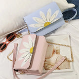 Women PU Leather Shoulder Bags Hasp Flower Crossbody Bags