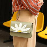 Women PU Leather Shoulder Bags Hasp Flower Crossbody Bags