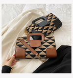 Women PU Leather Checker Pattern Shoulder Bag Casual Small Purse