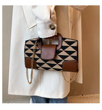 Women PU Leather Checker Pattern Shoulder Bag Casual Small Purse