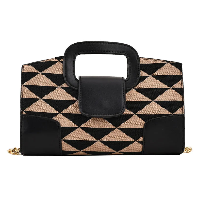 Women PU Leather Checker Pattern Shoulder Bag Casual Small Purse