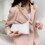 Women PU Leather Shoulder Underarm Bag Retro Ladies Stone Pattern Small Purse Ha
