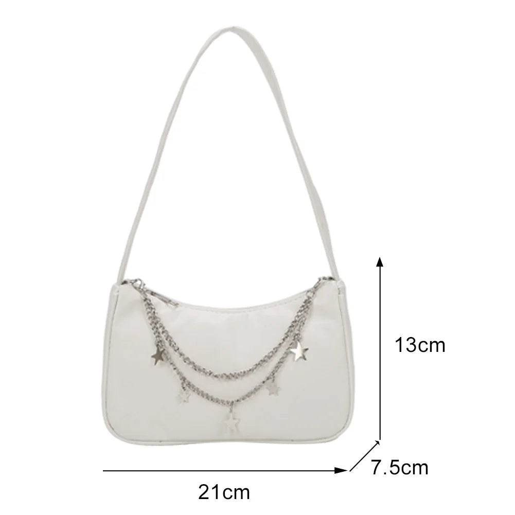 Women PU Leather Small Shoulder Bag Vintage Butterfly Chain Underarm Bags