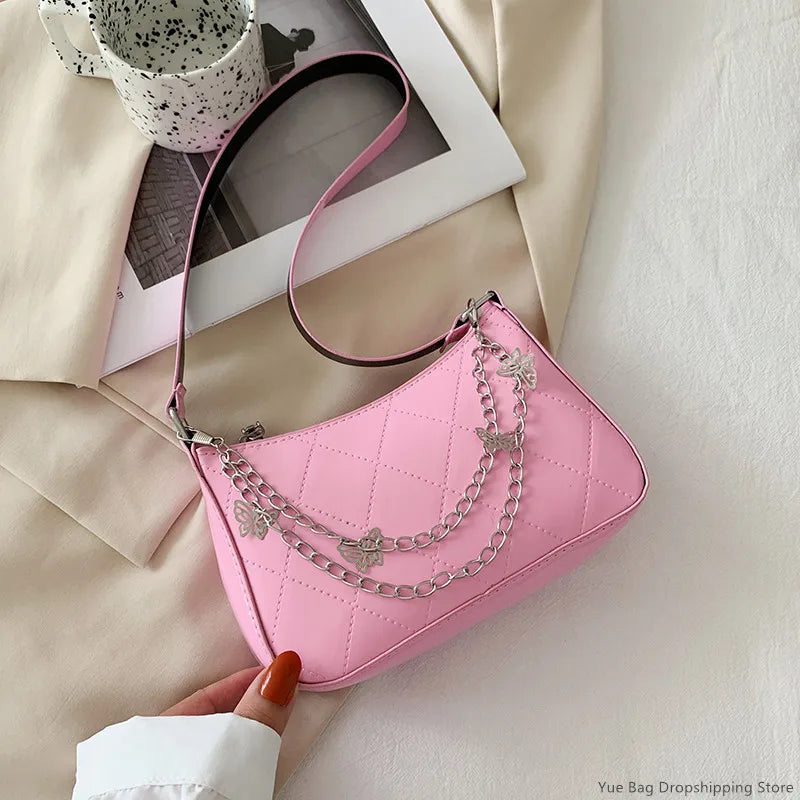 Women PU Leather Shoulder Bag Vintage Chain Mini Purse Handbag