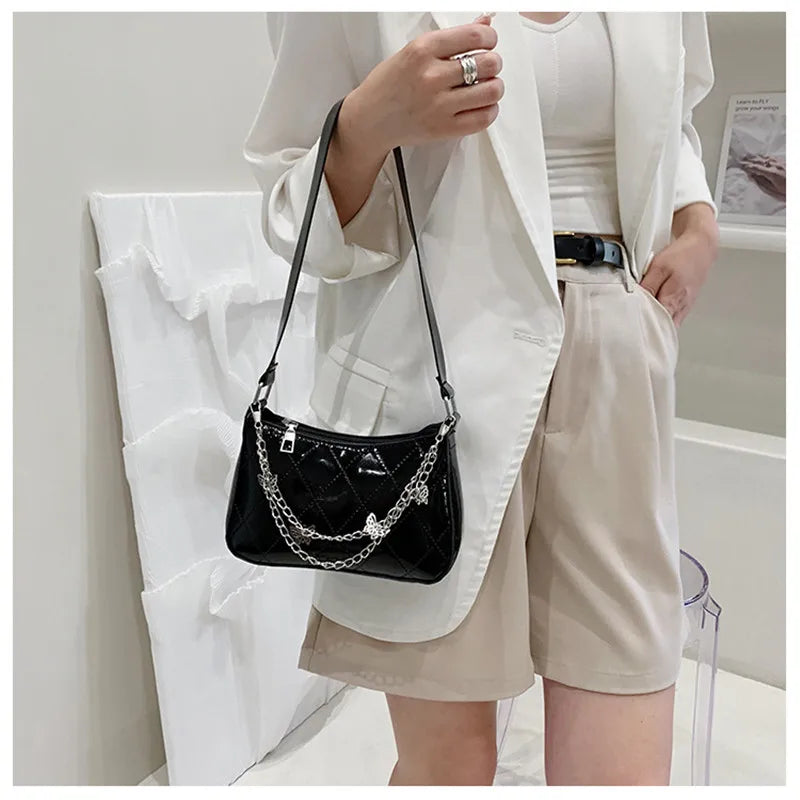 Women PU Leather Shoulder Bag Vintage Chain Mini Purse Handbag