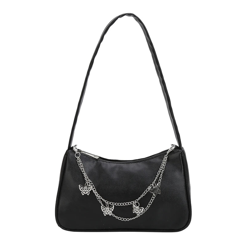 Women PU Leather Mini Purse Handbag Vintage Butterfly Chain Zipper
