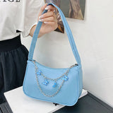 Women PU Leather Butterfly Chain Zipper Mini Hobos Handbag
