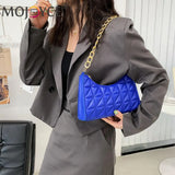 Women PU Leather Chain Shoulder Bag Lady Casual Lattice Pattern Handbag