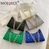 Women PU Leather Chain Shoulder Bag Lady Casual Lattice Pattern Handbag