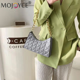 Women PU Leather Chain Shoulder Bag Lady Casual Lattice Pattern Handbag