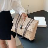 Women PU Messenger Bag Casual Ladies Chain Solid Flap Handbags