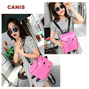 Women PU Shoulder Satchel Owl Backpack Bag Tote Rucksack Purse