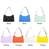 Women PU Shoulder Underarm Bag Solid Lattice Pattern Handbag