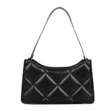 Women PU Shoulder Underarm Bag Solid Lattice Pattern Handbag