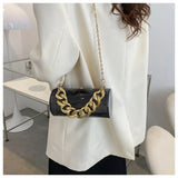 Women PVC Barrel-shaped Bag Thick Chains Shoulder Bags Small Acrylic Totes