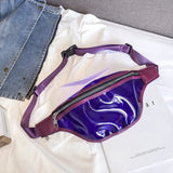 Women PVC Holographic Fanny Pack Travel Waist Bag Laser Purse Shoulder Chest Bag