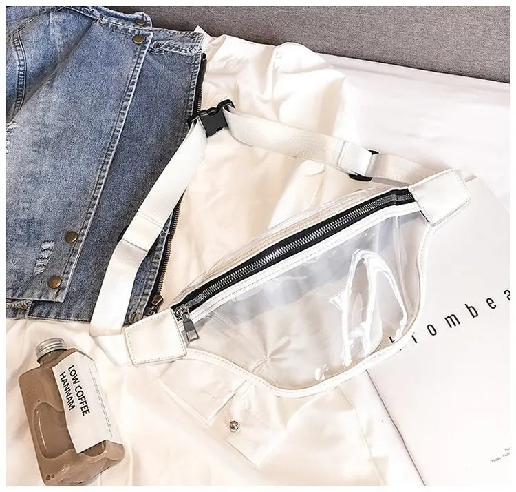 Women PVC Holographic Fanny Pack Travel Waist Bag Laser Purse Shoulder Chest Bag