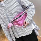 Women PVC Holographic Fanny Pack Travel Waist Bag Laser Purse Shoulder Chest Bag