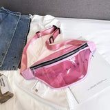 Women PVC Holographic Fanny Pack Travel Waist Bag Laser Purse Shoulder Chest Bag