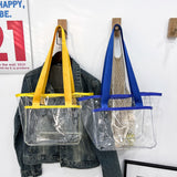 Women PVC Transparent Handbag Clear Shoulder Casual Beach Tote Bag