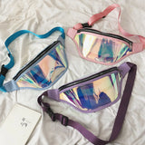 Women PVC Waterproof Laser Zipper Fanny Pack Waist Bag