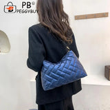 Women Padded Nylon Shoulder Space Bag Portable Travel Solid Quilted Lattice Patt