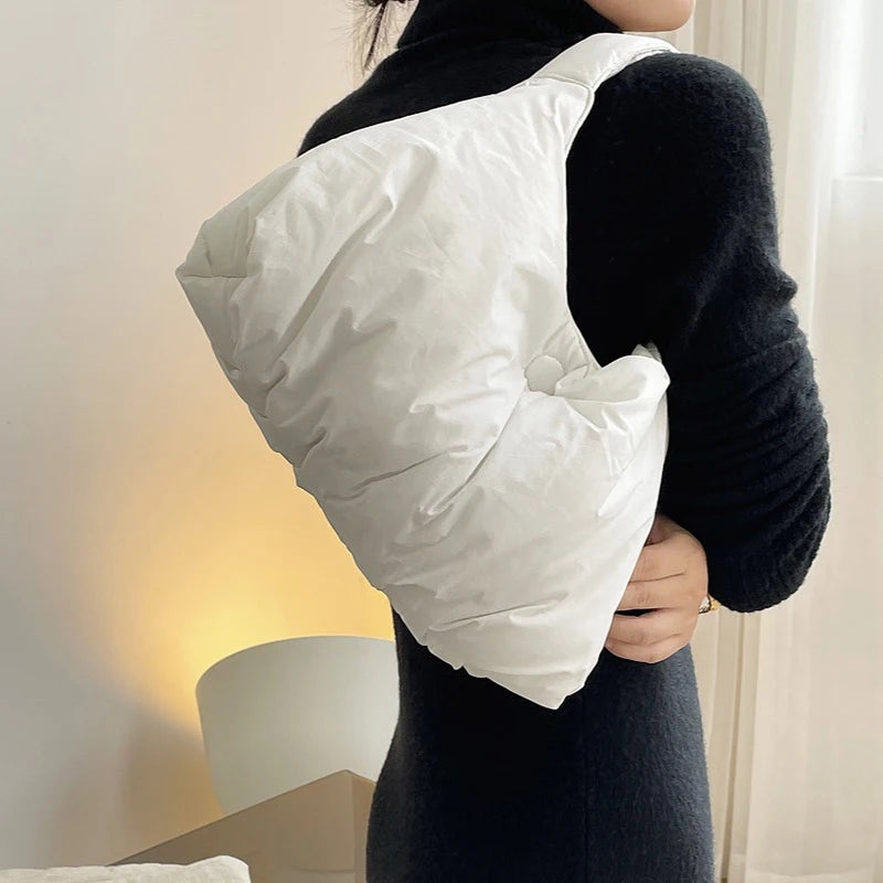 Women Padded Shoulder Bag Quilted Shopper Tote Winter Handbag